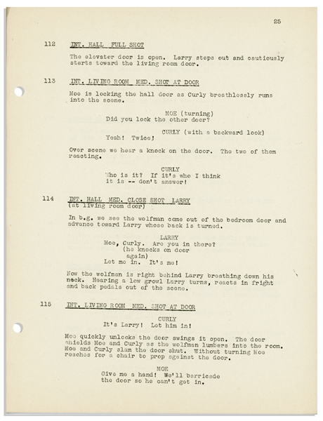 Moe Howard's Personally Owned Script for The Three Stooges 1944 Film ''Idle Roomers''